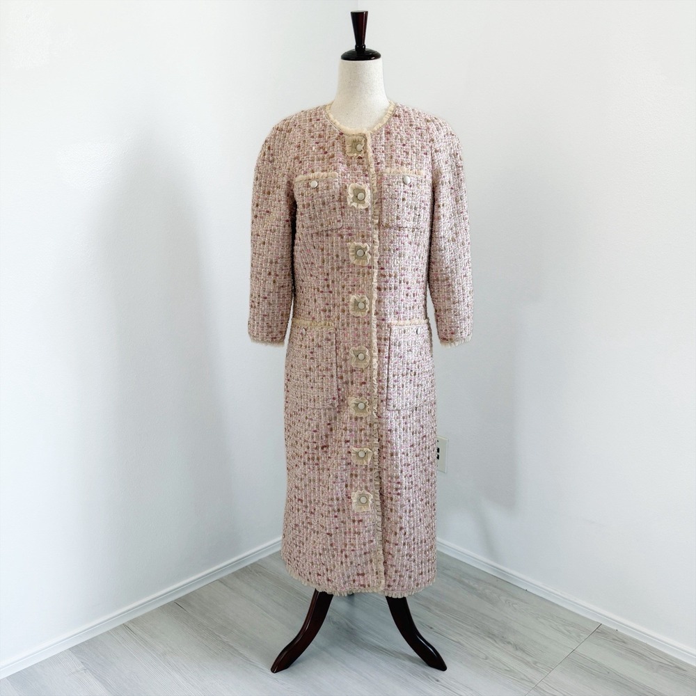 VTG Bill Blass Jacket Womens 12 Pink Tweed Tulle Feminine Bridgerton Old Money